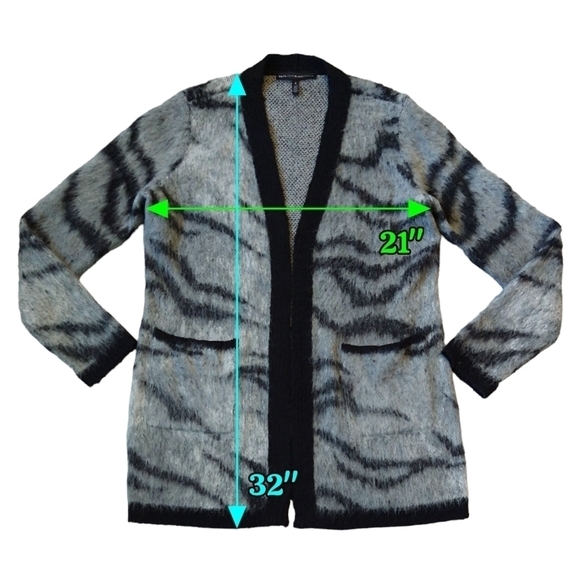 White House Black Market Tiger Print Kimono Cover-Up Open Front Sweater Cozy - Picture 3 of 8